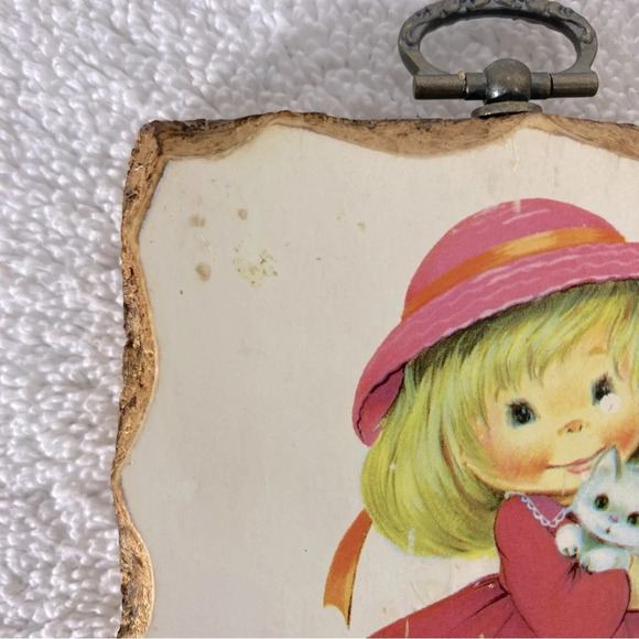 Vintage Paula Cutes Aarco Saxon Ltd Innocence Mini Wooden Plaques X2 - Picture 3 of 12